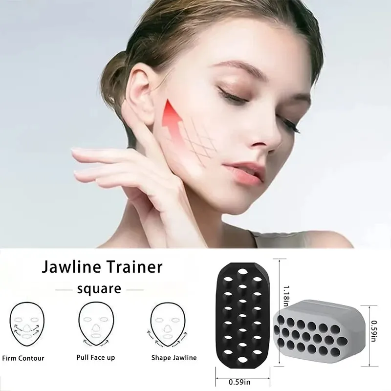 2PCS 실리콘 턱 운동기 페이셜 토너 & Jawline 피트니스 볼 넥 토닝 장비 얼굴 미용 도구 이중 턱 운동기 전면 이미지