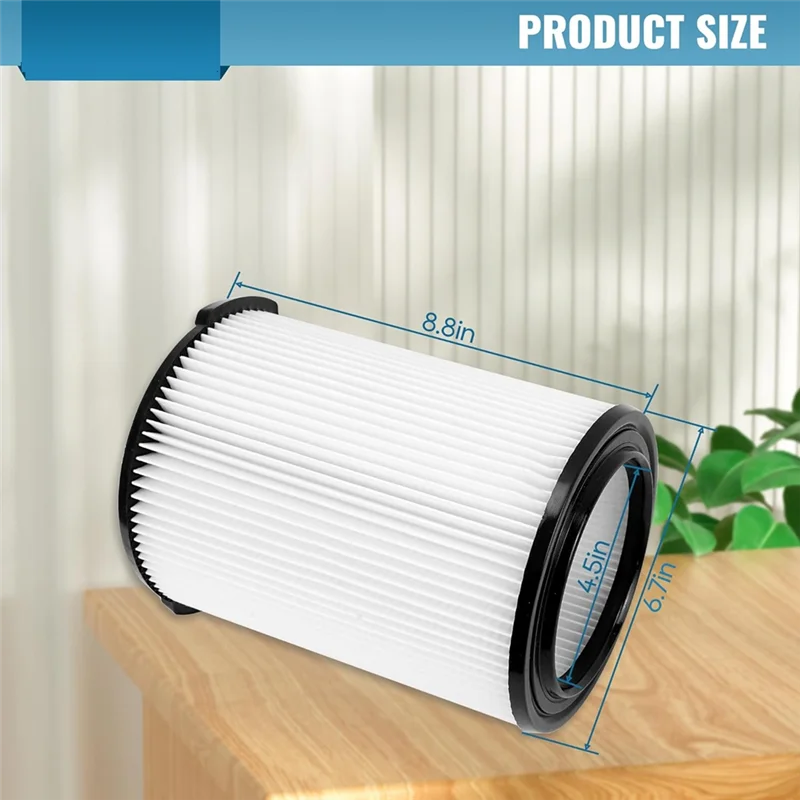 Filtro de cartucho de repuesto Stable-VF4000 para aspiradora en seco húmedo Ridged 72947 de 5 a 20 galones, 6-9 gal, Husky, paquete de 2