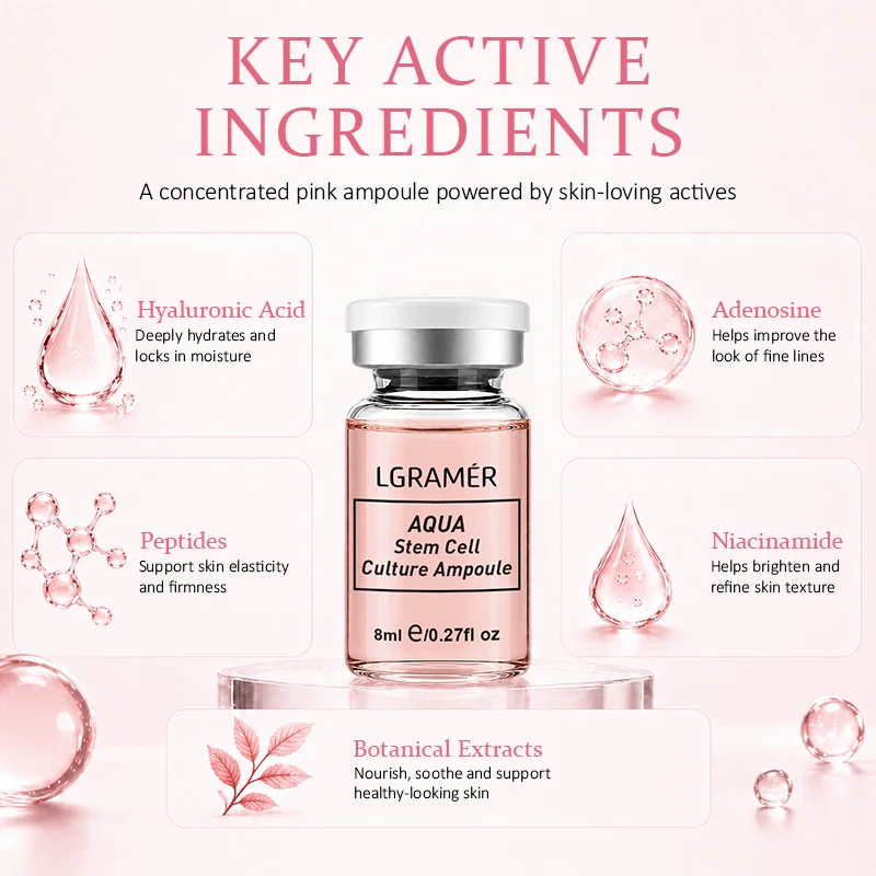 Hyaluronic Acid Facial Essence AQUA Stem Cell Culture Ampoule Face Serum Brightning Moisturizing Korean Shrink Pores Skincare
