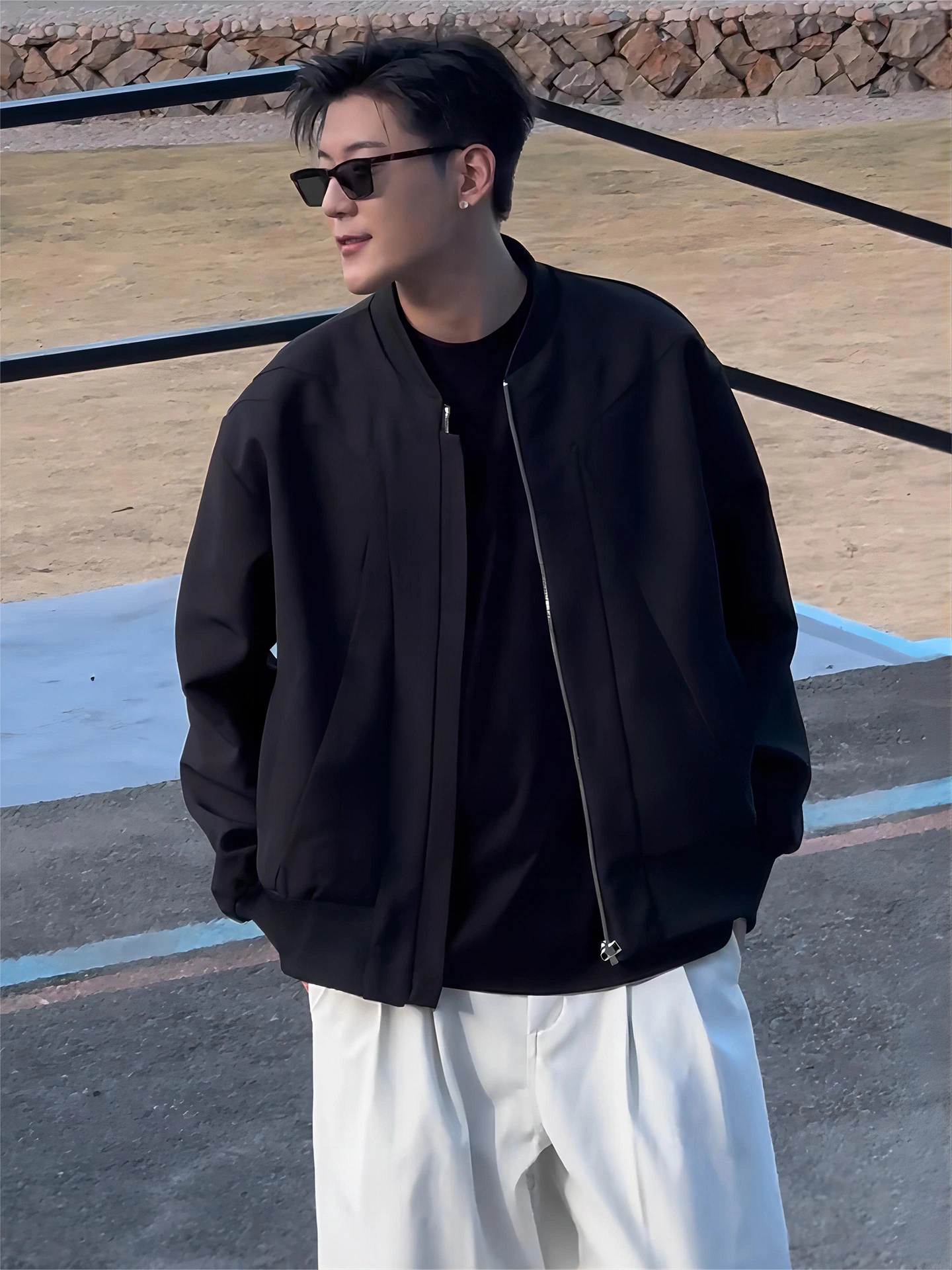 

Bla Deconstructed American ort Jaet Men's Autumn Cool Streetwear Workwear Sle Flight Baseball Outfit Loose Fit Jeans