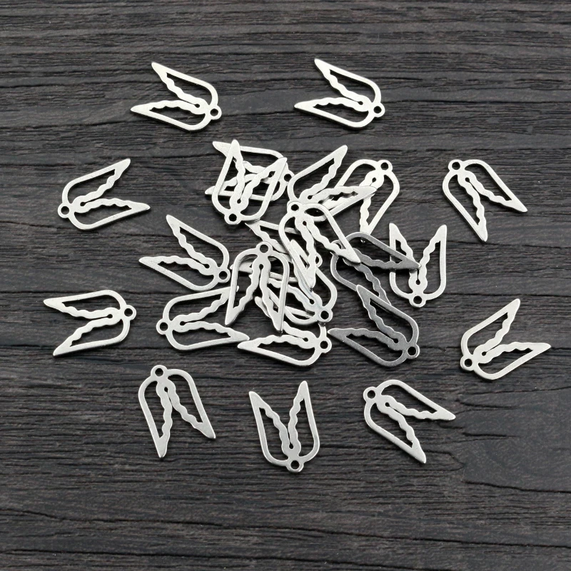 30pcs 12x8mm No Fade 316 Stainless Steel Wings Cute Charms Pendant for DIY Necklace Bracelet Craft Jewelry Making Findings