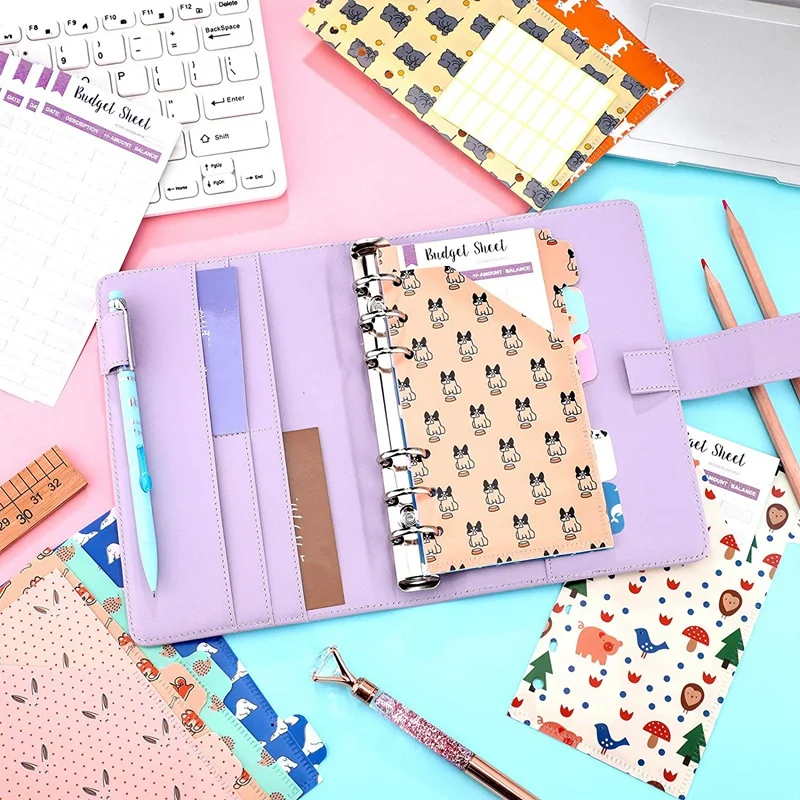 A6 PU Leather Binder Cover Cash Budget Envelopes System Budget Planner Binder Paper Sheets And For Planner Organizer