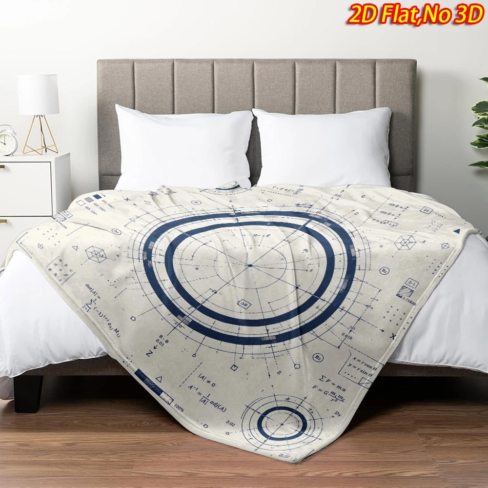 Vintage Math Physics Formula Circular Chart Beige Base Flannel Throw Blanket Warm Cover For Sofa Student Study Room Decor Gift