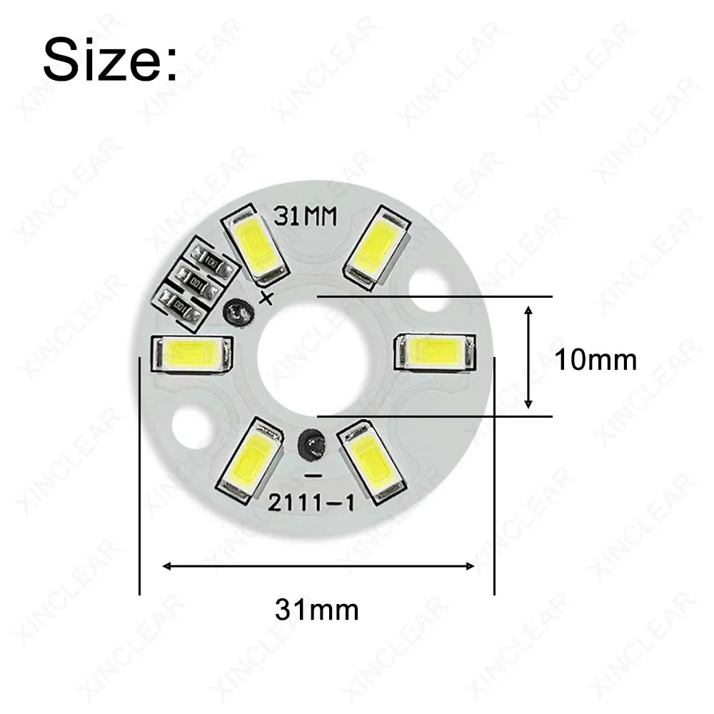 Imagem -02 - Pacote com 10 Led 3w 5v Painel de Luz Branca Natural Quente Smd5730 Diâmetro 31 mm Mais Pinos Cabo de Alimentação Fonte de Luz Redonda Deformada para Holofote Downlight Diy