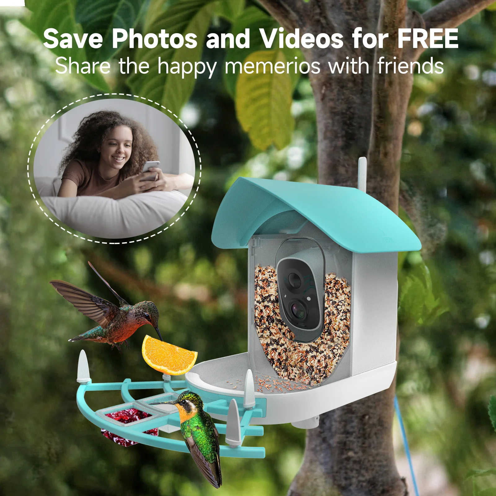 

Smart Bird Feeder Camera with Solar Panel Wifi Wireless 1080P HD Bird Watching Camera Auto Capture Bird Videos Motion Detection