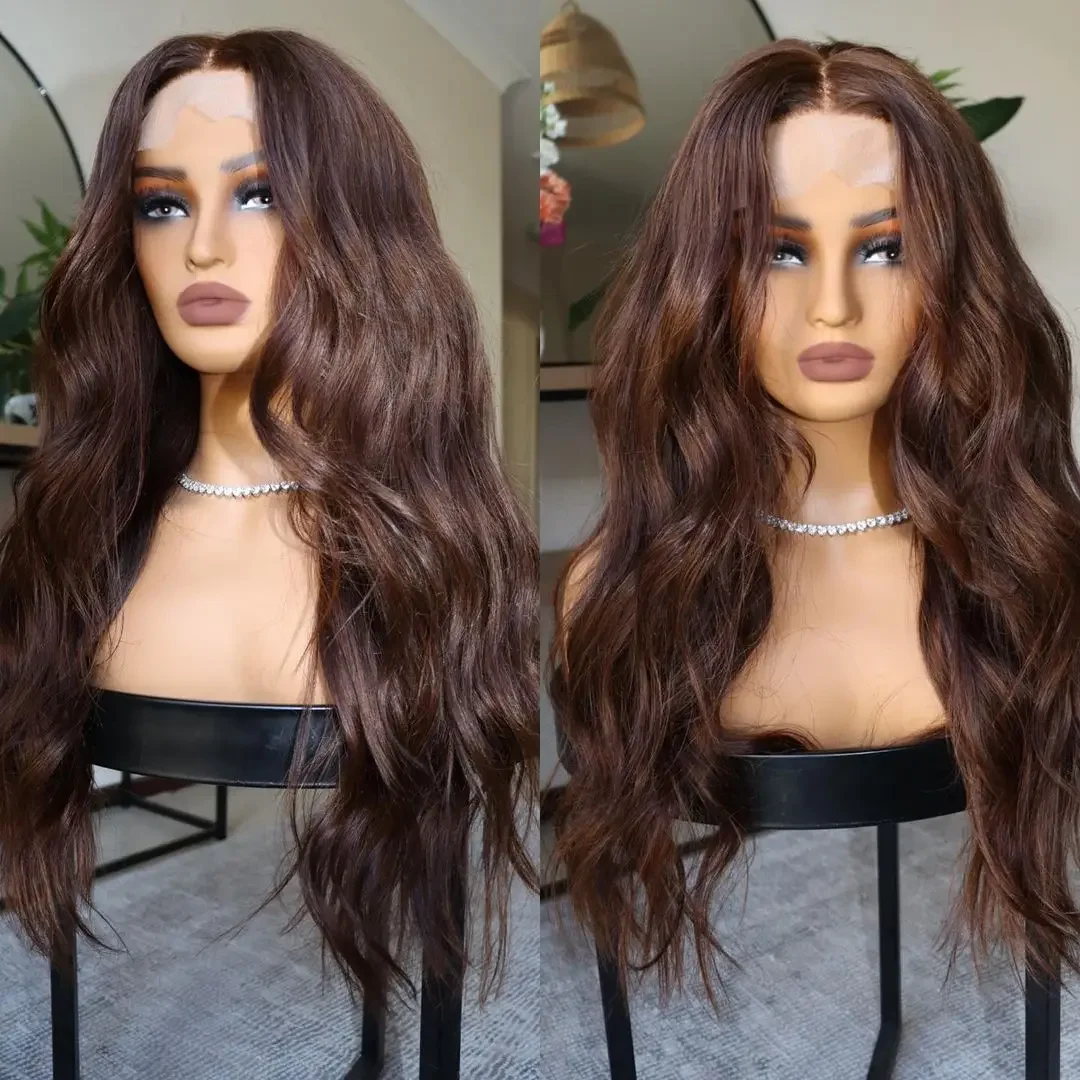 Preplucked Brown 24" 180Density Body Wave HD Lace Jewish 5x5 Silk Base European Human Hair Wig For Women BabyHair Glueless