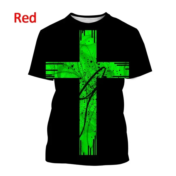 New Christian Faith Blessing Casual T Shirt Men\'s Cool Jesus Harajuku Print Streetwear Top Cross Short-sleeved T Shirt