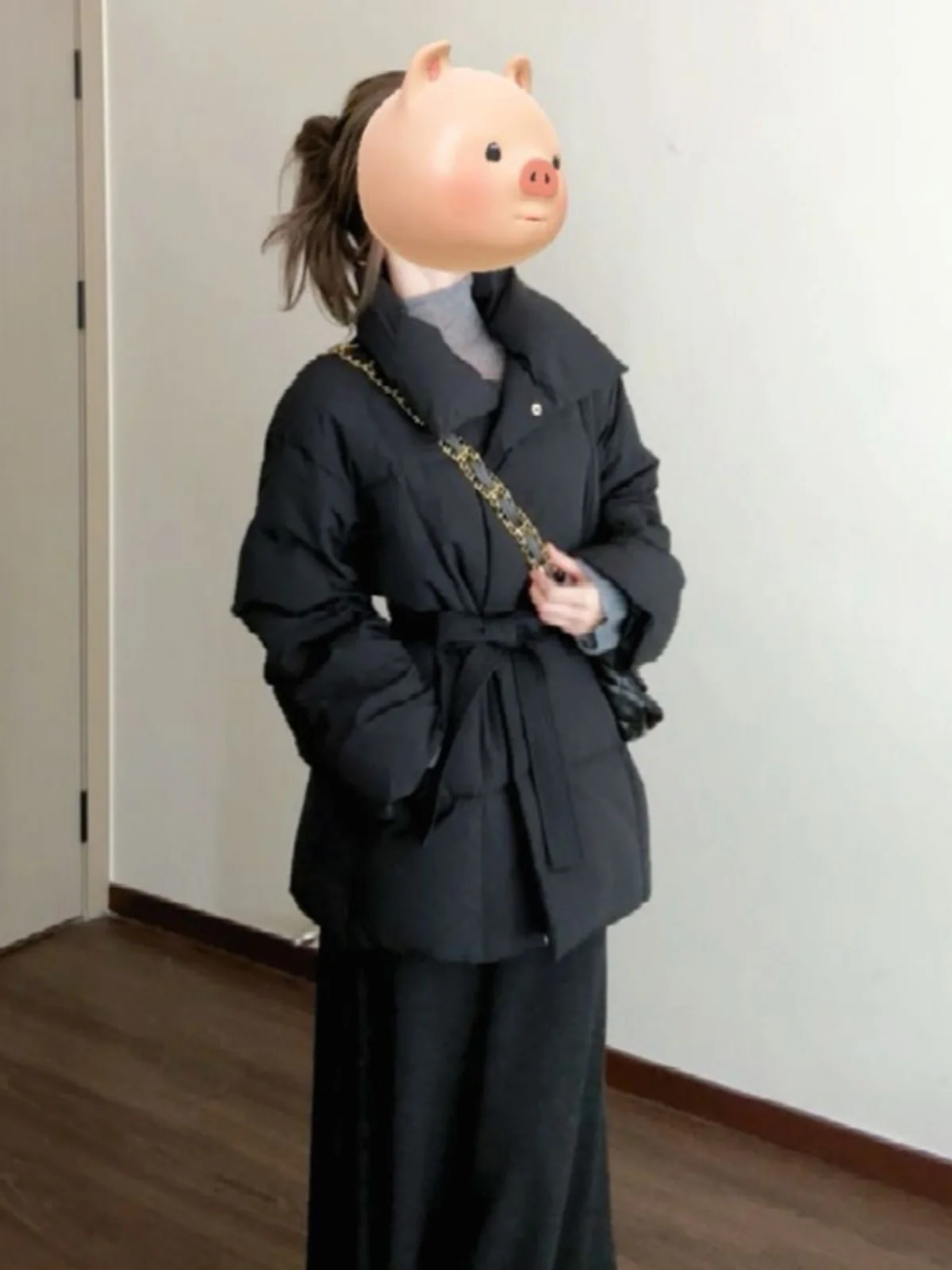 

Женская утепленная хлопковая куртка в корейском стиле с поясом на талии, модная весенняя верхняя одежда, удобная, свободного кроя, с длинными рукавами