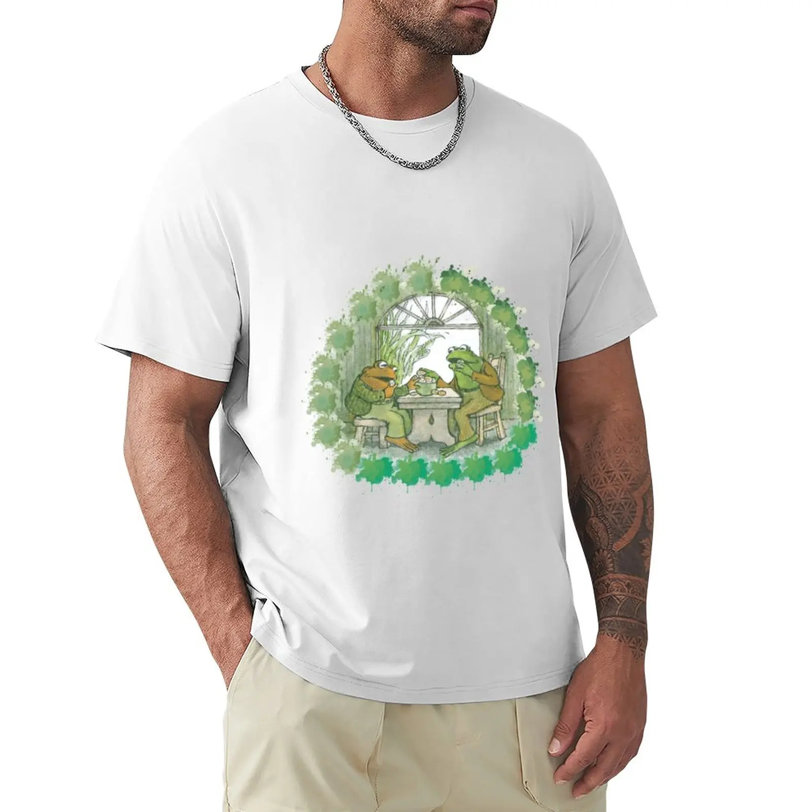 

Frog and toad on table T-Shirt custom t shirts cute clothes t shirts for men cotton