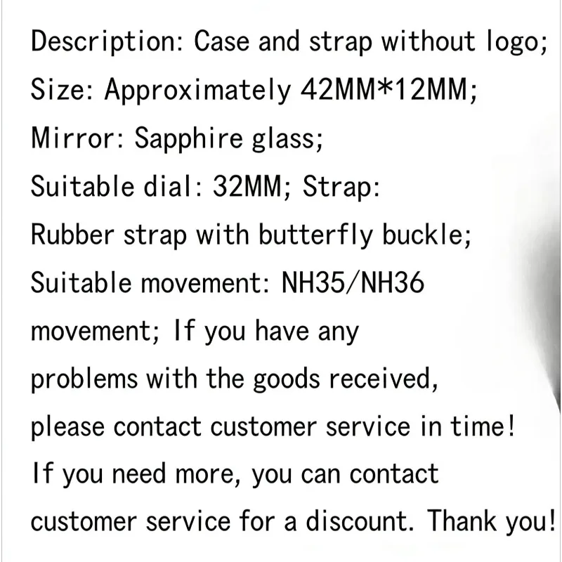 Para acessórios de montagem de movimento nh35 caixa de granada + pulseira de borracha + conjunto de fivela safira se encaixa no mostrador de 32mm