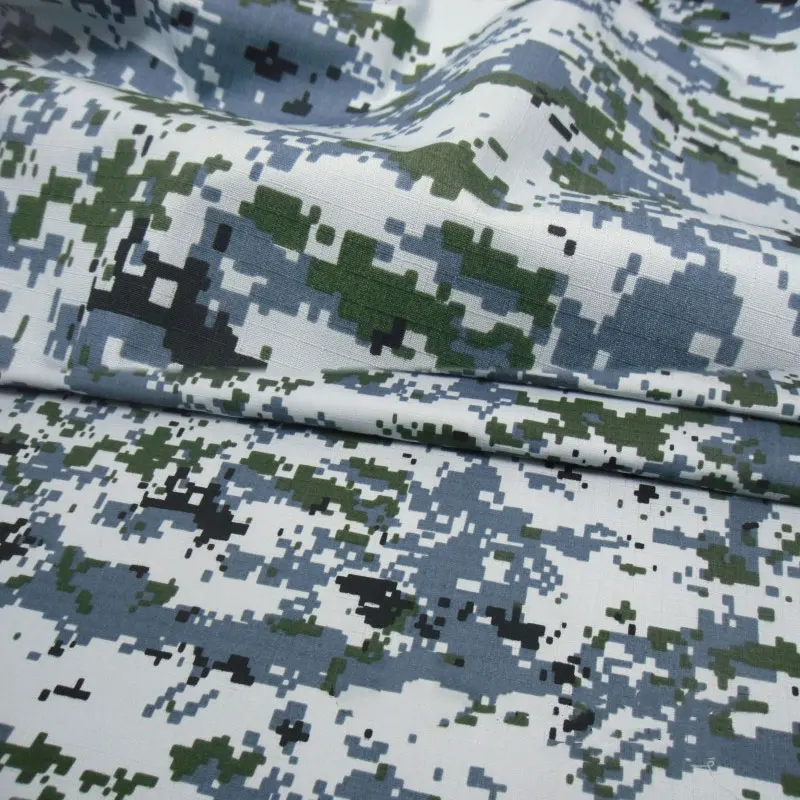 1.5M Width Blue Green Digital Camouflage Fabric Polyester Cotton Wear Resistant Cloth DIY Air Force Uniform Material