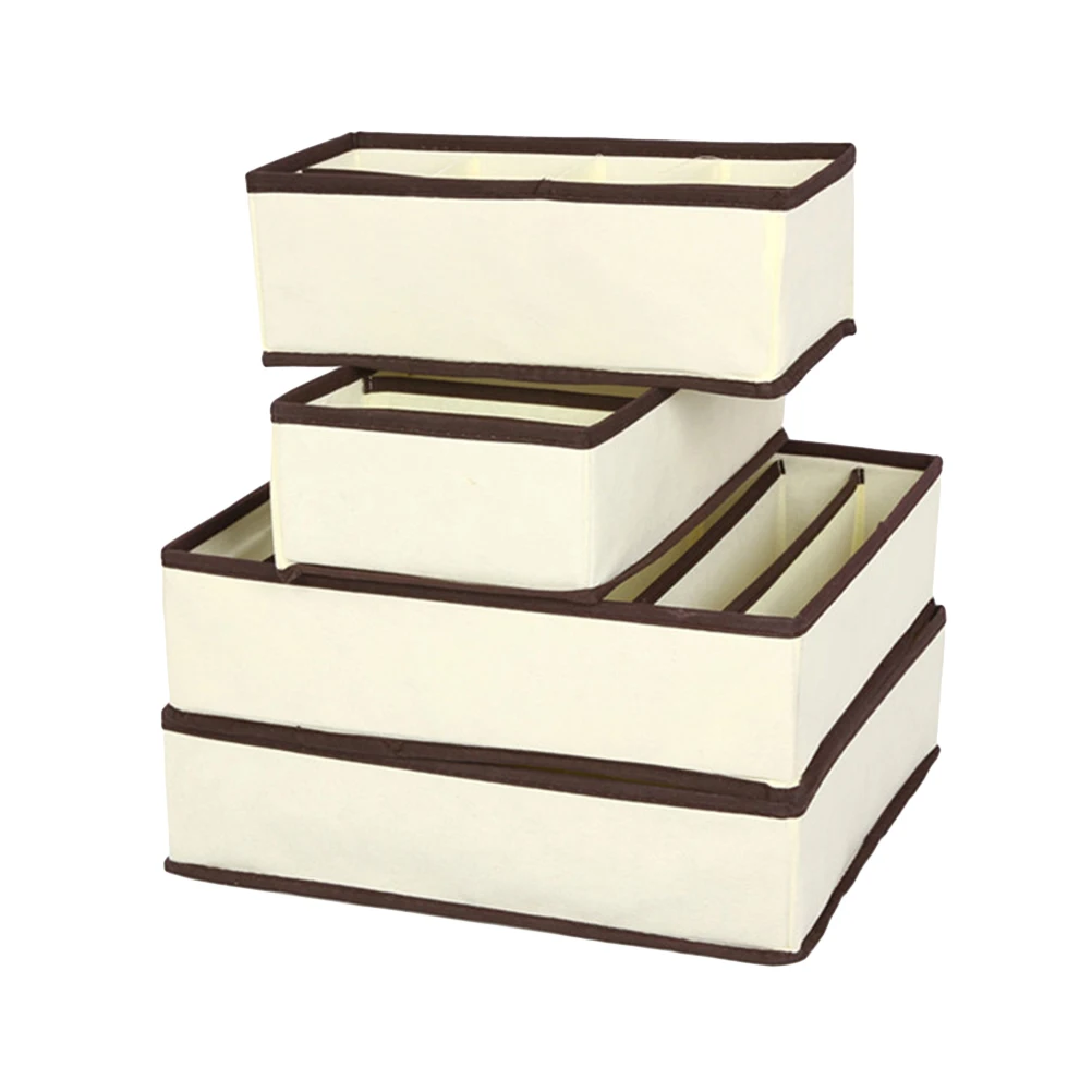 

4 pcs Non Fabric Storage Box Underwear Socks ganizer Bra Container Beige Non Woven Fabric Storage Box Closet Dresser