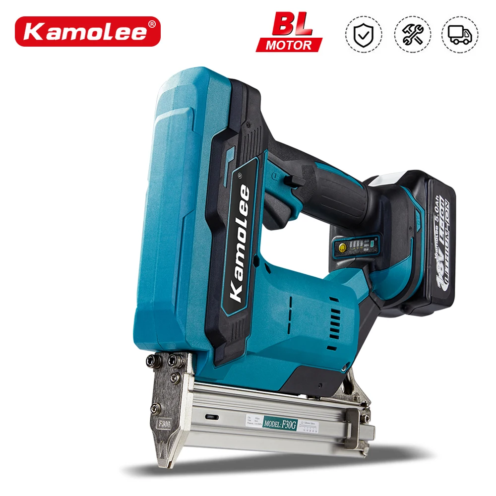 Kamolee Brushless F30G Electric Nail Gun Stapler Nailer Woodworking Lithium Compatible With Makita 18V Battery