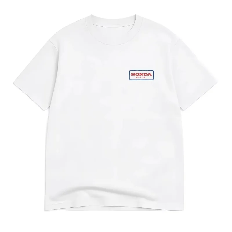The Racing Man's T-shirt From The Retro Motorcycle Series Features A Loose-necked Short-sleeved Hip-hop Tops Honda Non-wing Tee image 2