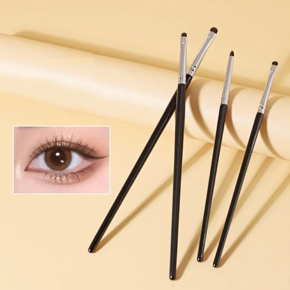 Pennelli per ombretti fini in crine di cavallo Pennello per trucco per sbavature ultra sottile di precisione Evidenziatore per palpebre Pennelli per eyeliner in gel con manico in legno