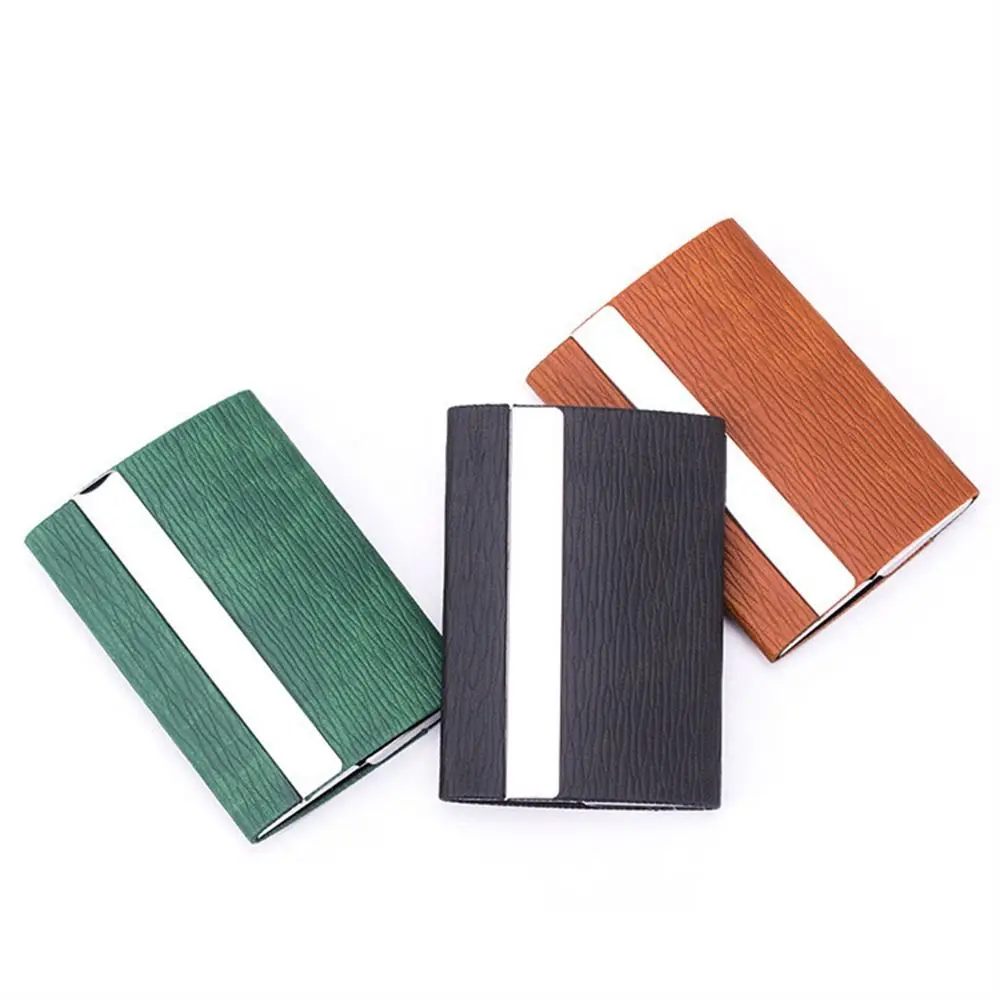 PU Leather Business Card Case Stainless Steel Slim Pocket Name Card Holder Multicolor Metal Wallet Credit Card Box Men Women