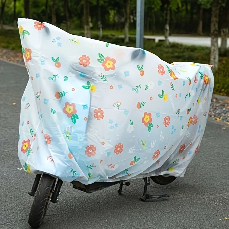 Universal motorcycle and bicycle cover; small floral print car cover; rainproof, dustproof, portable electric scooter cover - view 5