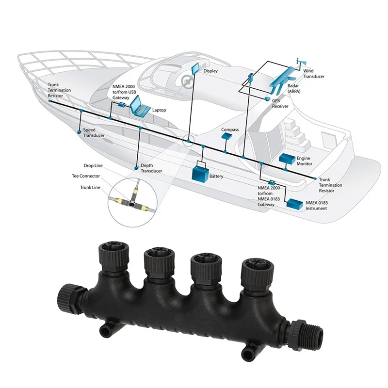 

A20K-T-Connector Converter 6-портовый Т-образный стартовый комплект NMEA 2000 Стартовый комплект Т-образного разъема