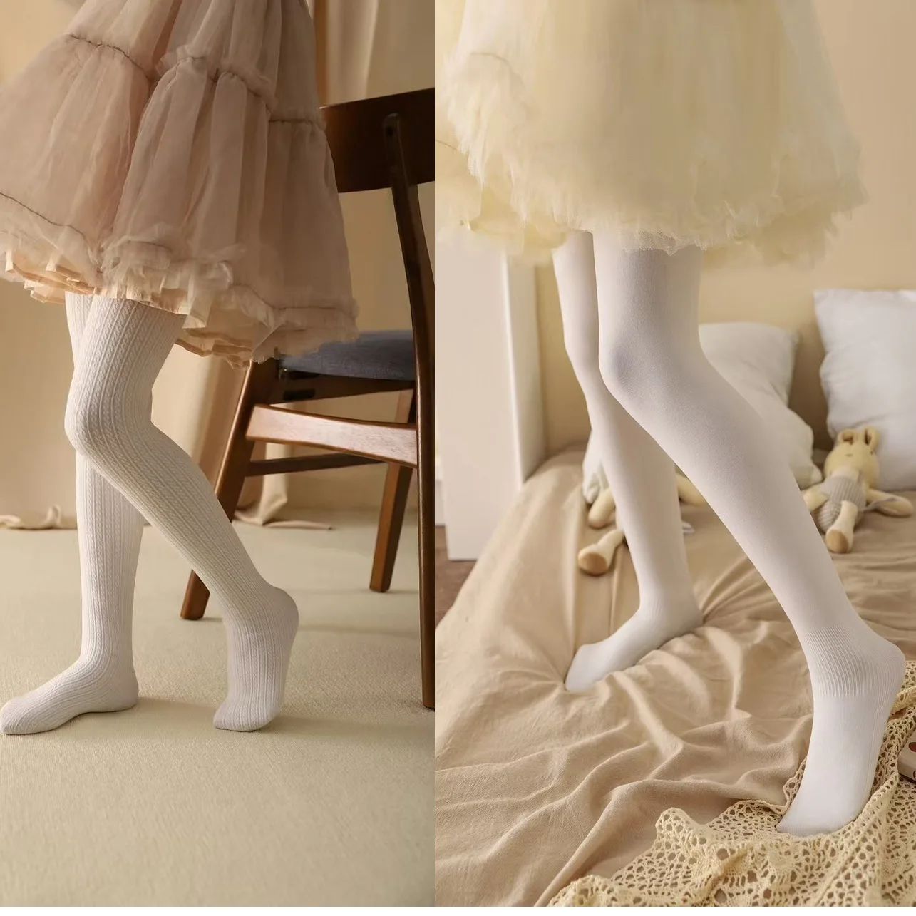 2025 spring children's pantyhose for girls 3D crotch high elastic non-slip ankle protection flat dance socks baby leggings