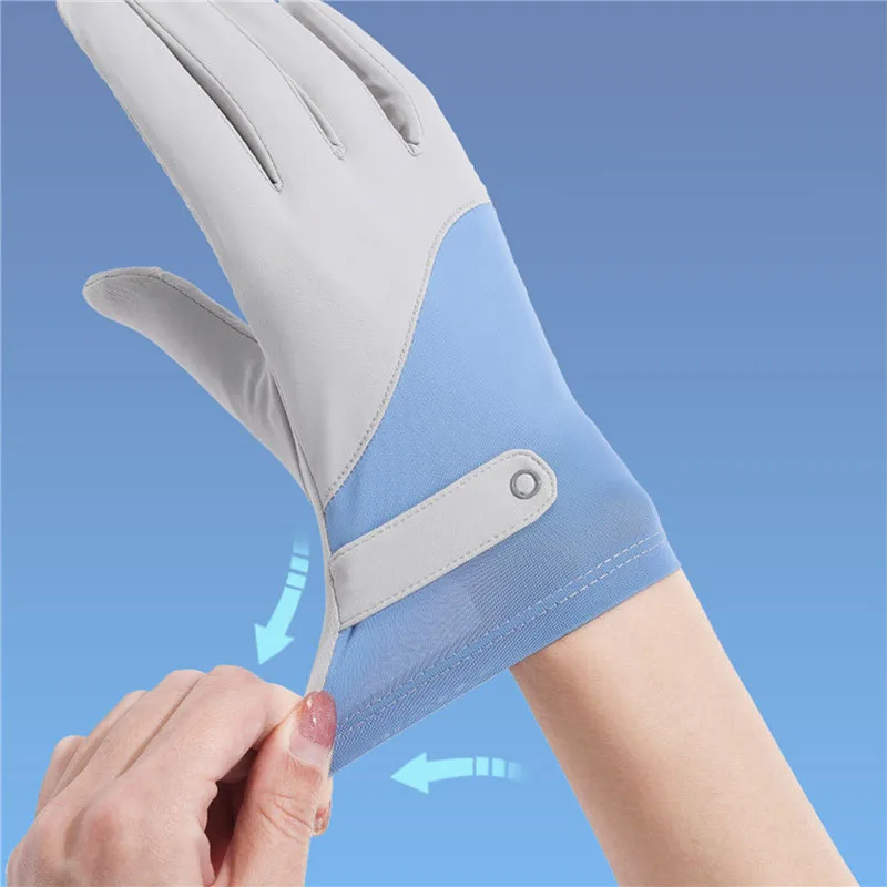 

Summer Ice Silk Sunscreen Gloves Women Touch Screen Gloves Anti-UV Breathable Non Slip Riding Driving Gloves