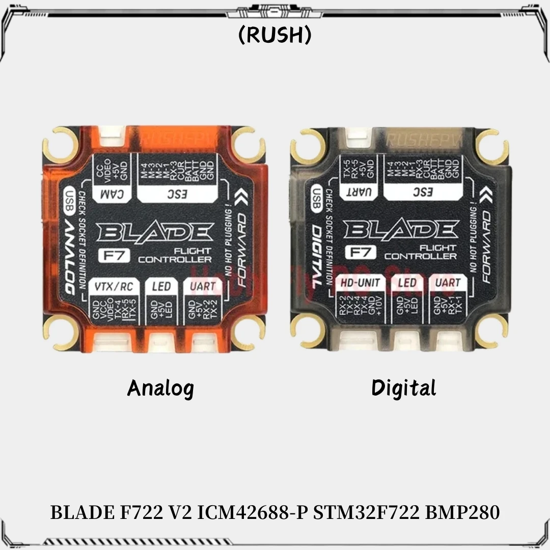 RUSHFPV RUSH BLADE F722 V2 FPV Flight Controller STM32F722 ICM42688P 16MB BlackBox 3-6S 30X30mm Digital Analog for RC FPV Drone