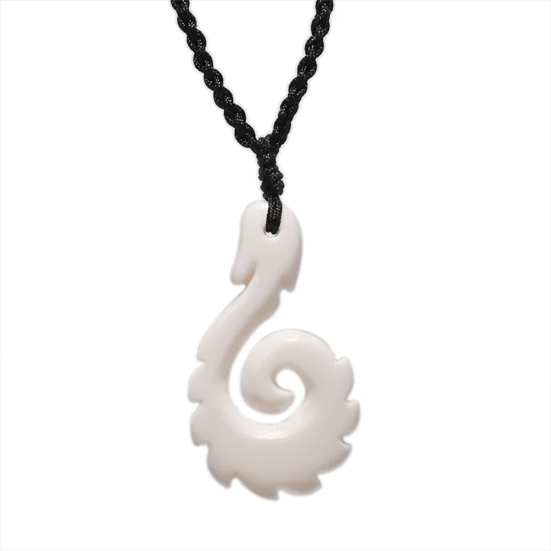 1PC Hawaii Surfer Schmuck handgemachte geschnitzte Yak Knochen Fisch Haken Anhänger Neuseeland Maori Tribal Halsband Damen Herren Halskette – Detail 33