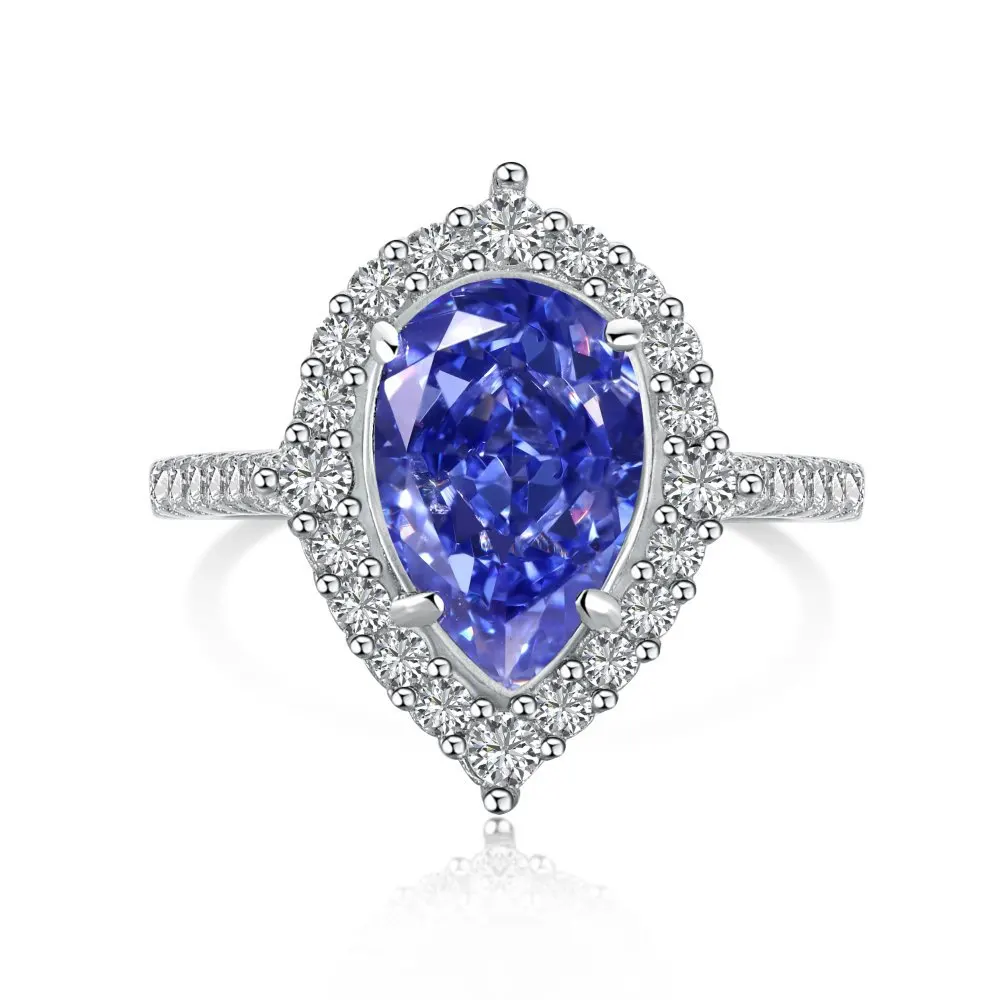 

S925 Silver Ring Women's Ice Flower Cut High Carbon Zircon Inlaid border High Quality Closed Ring Jewelry