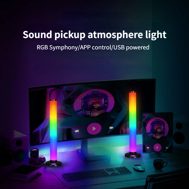 LED Pickup Light RGB Sound Control Symphony Lamp App Control Mood Lighting Ambient LED Lamp Bar TV computer Desktop Light