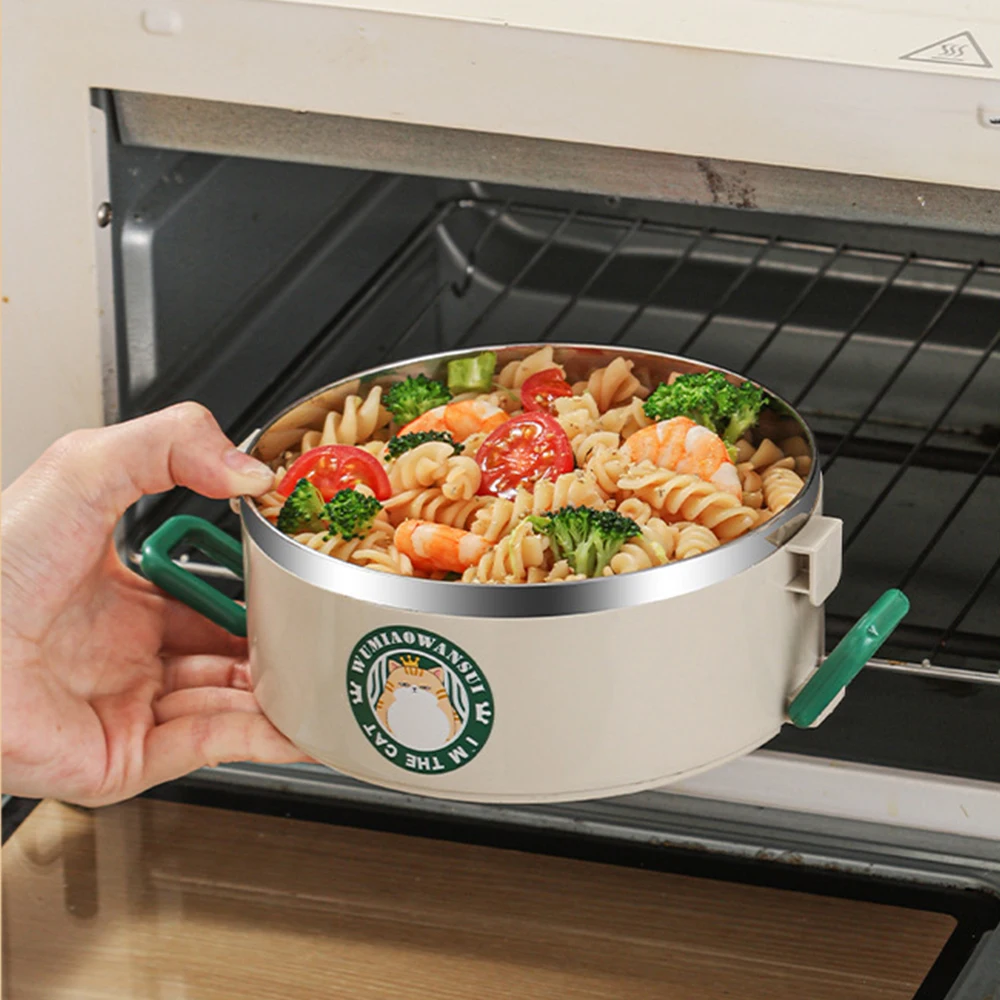 صندوق غداء معزول من الفولاذ المقاوم للصدأ 2100 مل 304، تصميم 3 طبقات، مناسب للمدارس والتخييم ومناسبات العمل #2