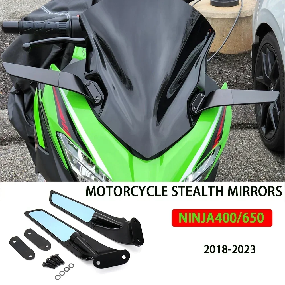 for Kawasaki Ninja650 Ninja400 2018-2023 Motorcycle Stealth Mirrors Adjustable Sports Winglets Aluminum Ninja 650 Accessories