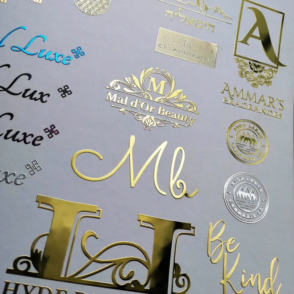 Metallic Labels Custom Logo Stickers Clear Waterproof Transfer Metal Letters Embossed Nickel Decal Label Stickers