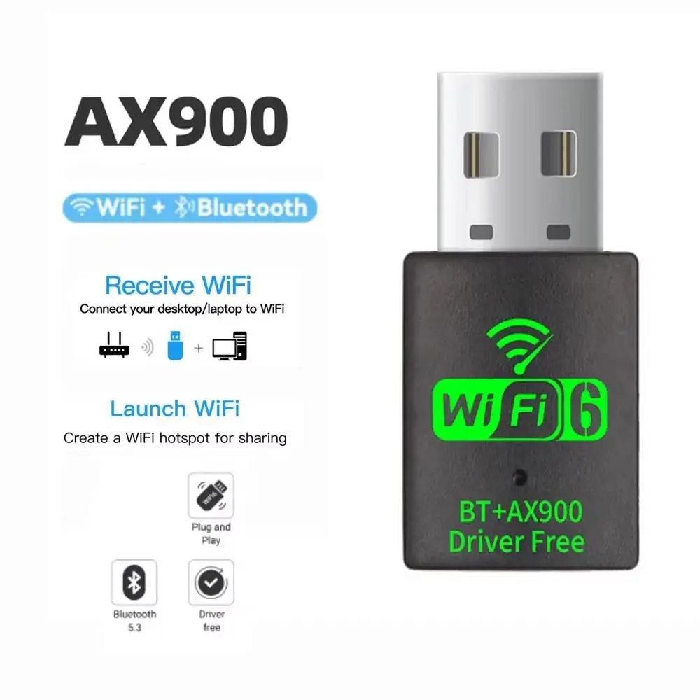 Ricevitore WiFi Adattatore di rete Wifi AX900 Dongle WLAN Bluetooth 5.3 Ricevitore WiFi wireless dual band