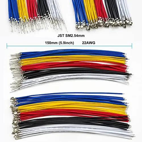 Kit de conectores JST, de paso de 2,5mm JST-SM, conector macho y hembra 2,54 con Cables preprensados individuales de 22AWG, SM 2,54mm (SM-MF-S)