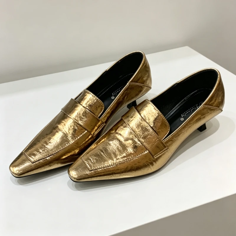 Kitten Heel Women - Vintage Gold Kitten-Heel Women's Pumps Sexy