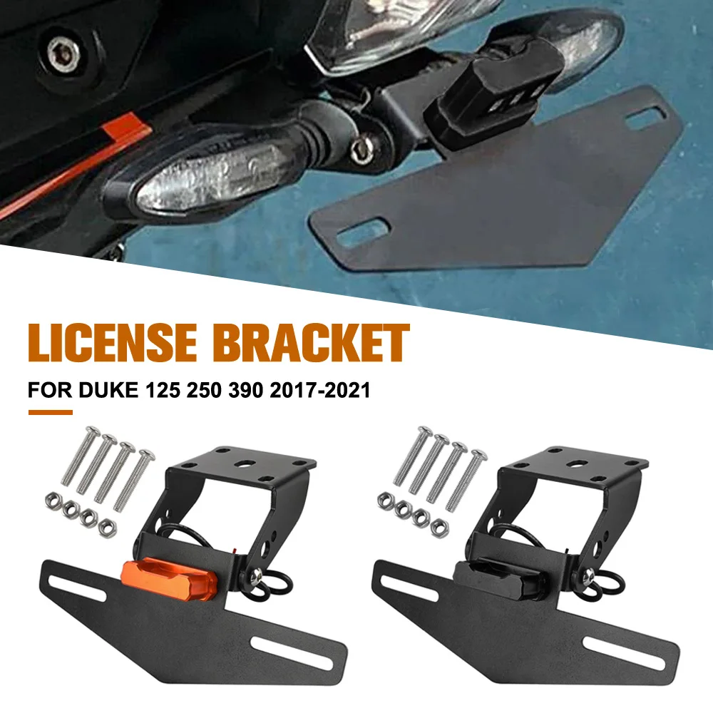 

License Plate Holder Frame Mount Bracket With Light For Duke 125 250 390 2017 2018 2019 2020 2021 Motorcycle Accessories Duke390