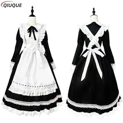 Women Black White Maid Outfit Apron Dress Girls Lolita Dresses Men Cafe Costume Cosplay Costume Горничная Mucama S-5XL