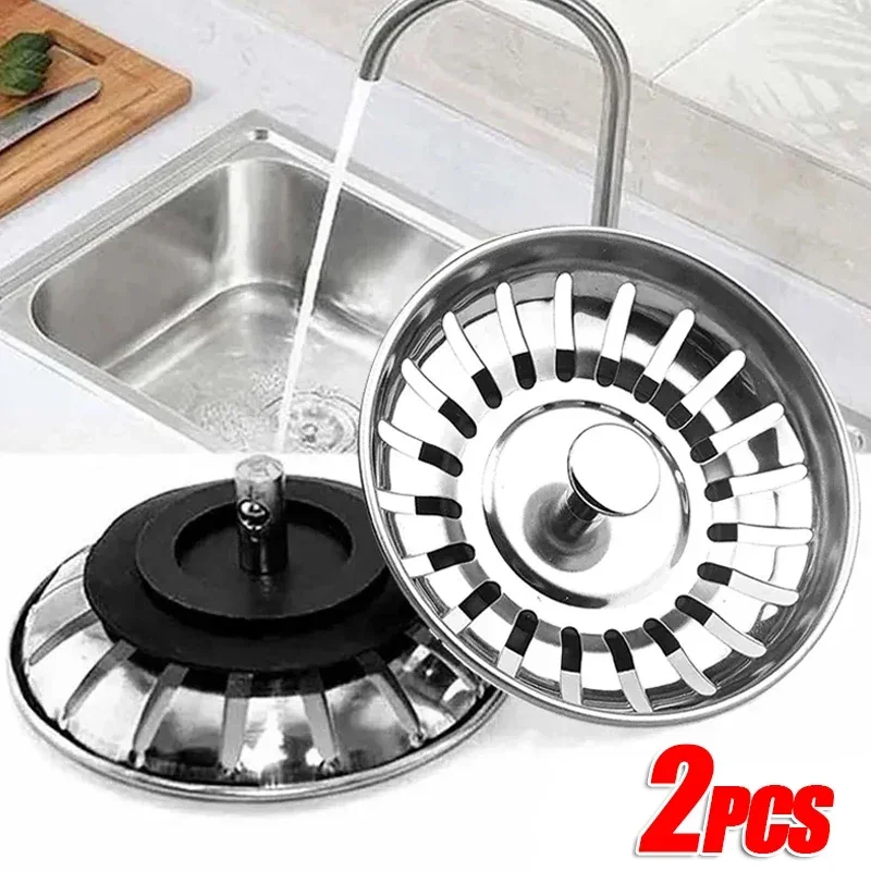 Kitchen Sink Filter Hole Bathtub Hair Catcher Stopper Bathroom Sewer Drain Strainer Basin Sink Waste Filter Plug Stainless Steel