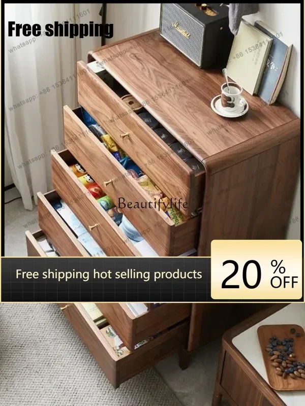 Factory DirectNordic North American black walnut chest storage Zen decorative cabinet solid wood