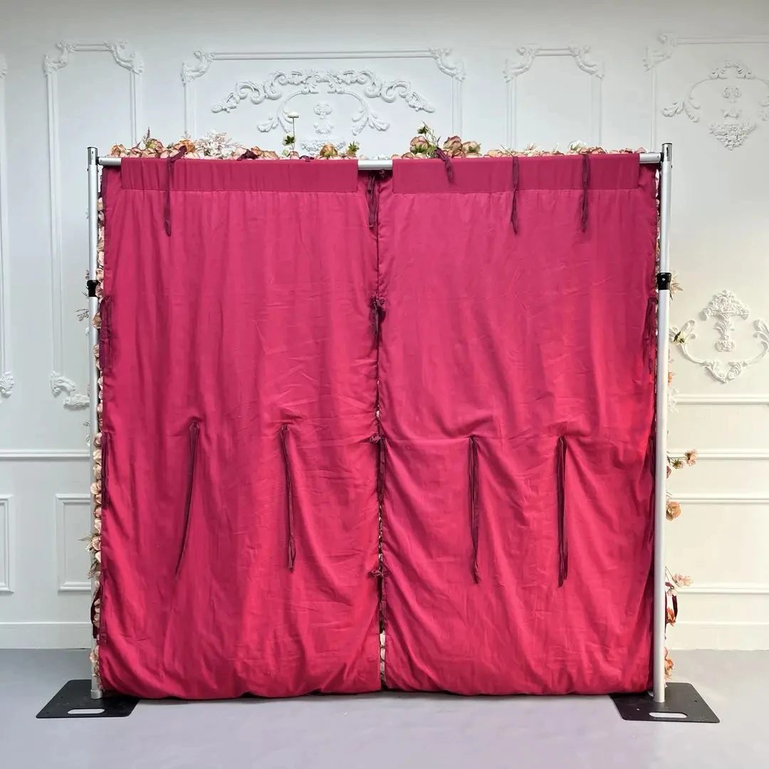 Uflower Brown فاخر 3D القماش زهرة جدار الزفاف خلفية روز الكوبية ترتيب الستار شنقا النسيج الأزهار ديكور