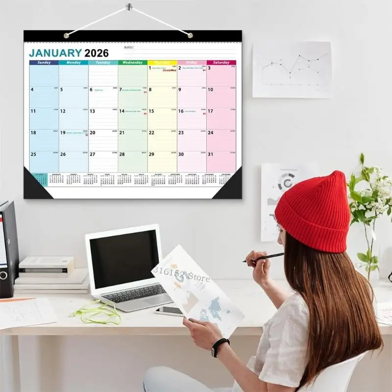2026-2027 Wall Calendar Planner Office Hanging Monthly Calendar Planner 18 Month Calendar from Jan 2026 to June 2027