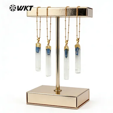 

WT-N1128 Элегантный дизайн, красивый селенит с синим кинцитом, позолоченный кулон, особый подарок, модное женское ожерелье