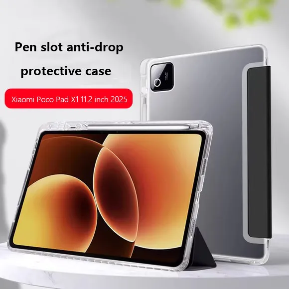 

Transprent Soft TPU Case For Xiaomi Poco Pad X1 11.2 inch 2025 Poco Pad M1 12.1inch Anti-drop Protective Cover With Pen Slot