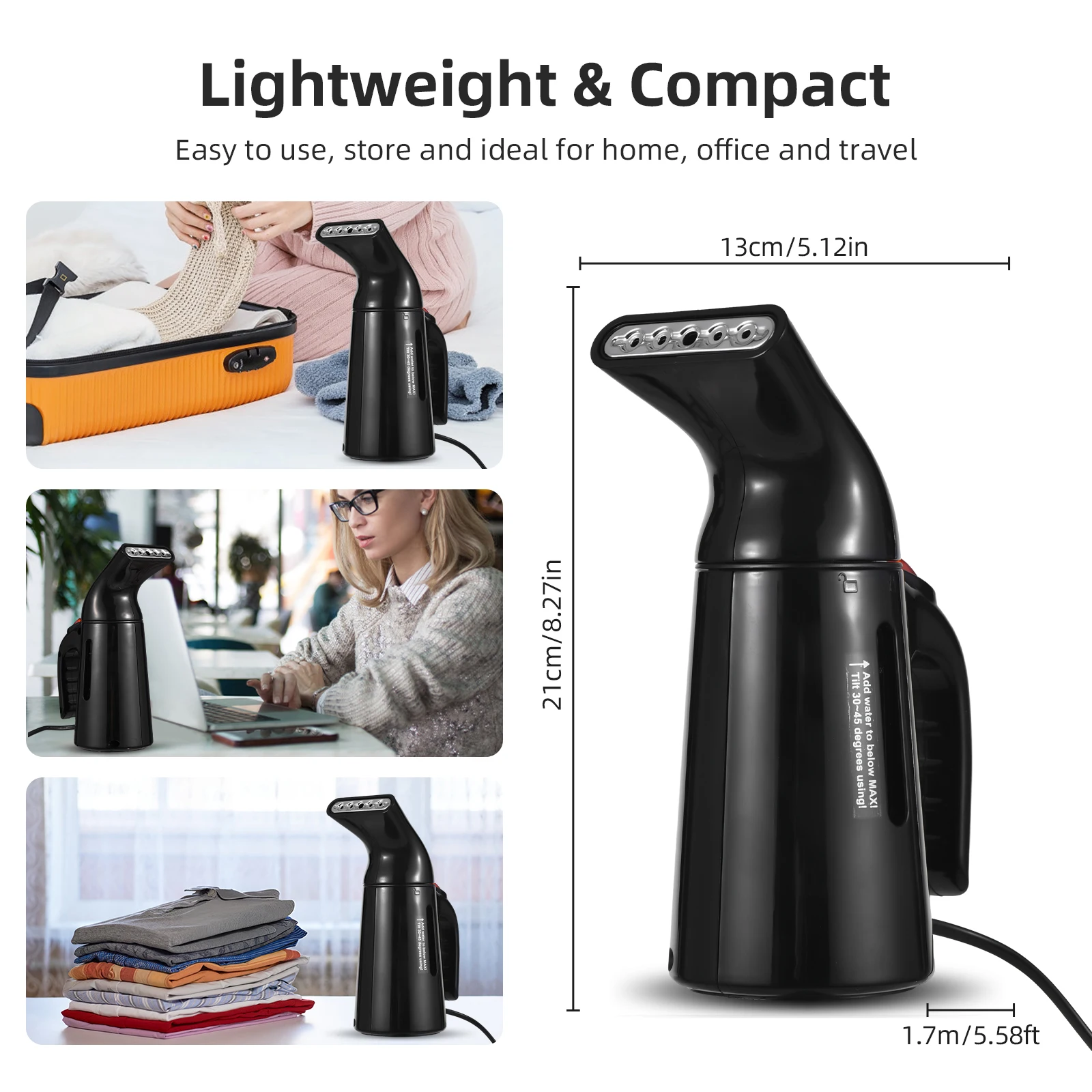 Vaporizador portátil portátil para roupas, 700w, mini vaporizador de 120ml para roupas com desligamento automático, removedor rápido de rugas para viagens