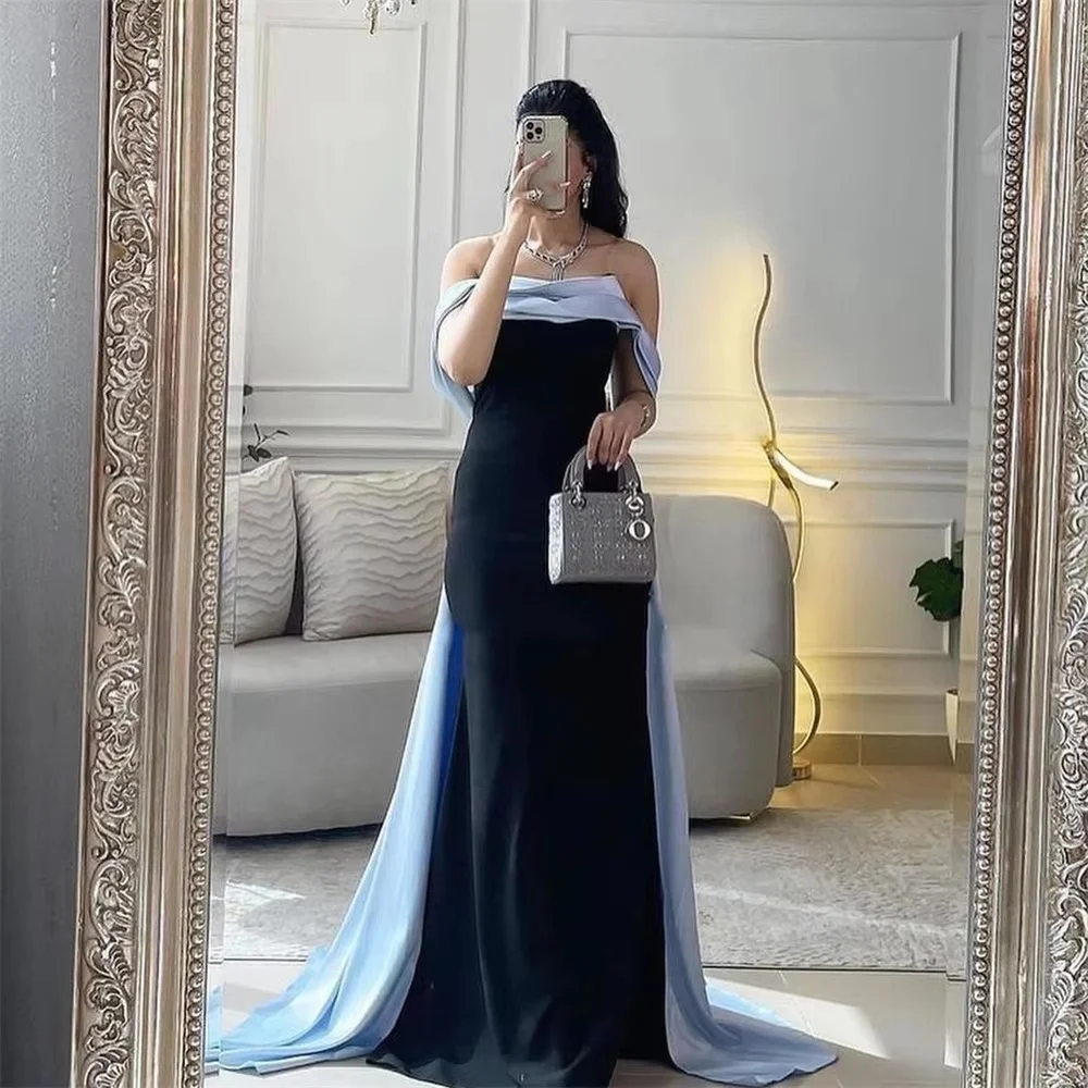 فستان حفلة موسيقية نسائي رائع مخصص بدون أكمام ساحر على شكل حرف a رقبة قارب قبالة الكتف فستان الحفلات ثوب مسائي للنساء