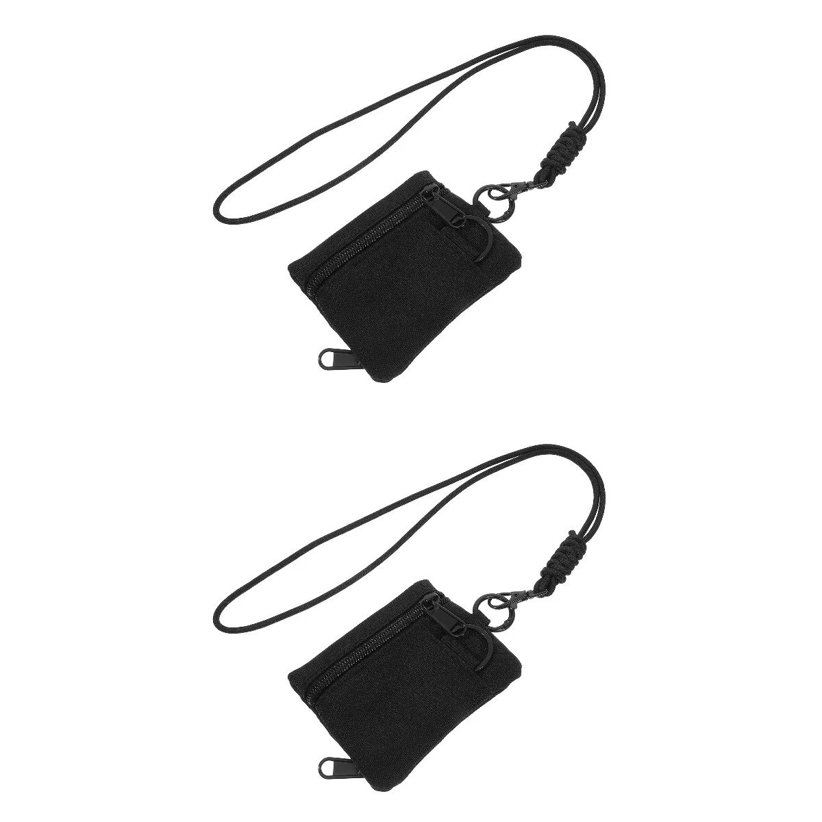 Set of 2 Small Travel Wallet Outdoor Bag Purse Lanyard for Women Mini Waterproof Neck Black Nylon Camping Earphone