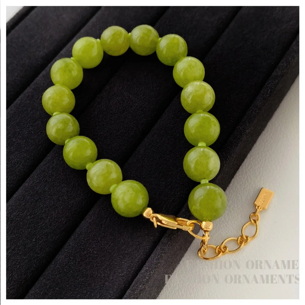 New High-end Fashion Natural Stone Green Beaded Bracelet, Light Luxury Classic Bracelet Personalized Simple, New Style Bracelet