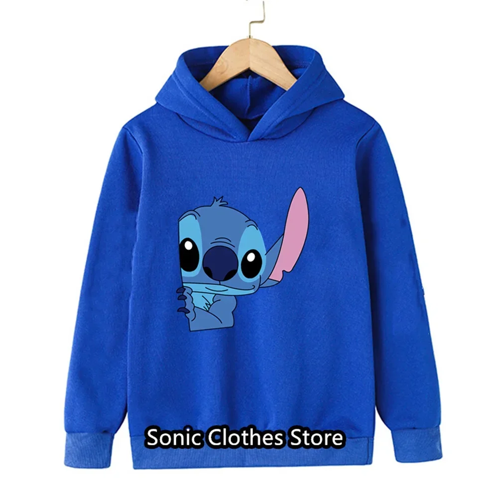 90s Y2k Anime Disney Stitch Hoodie Girls Children Cartoon Clothes Kid Boys Lilo Stitch Sweatshirt Manga Hoody Baby Casual Top