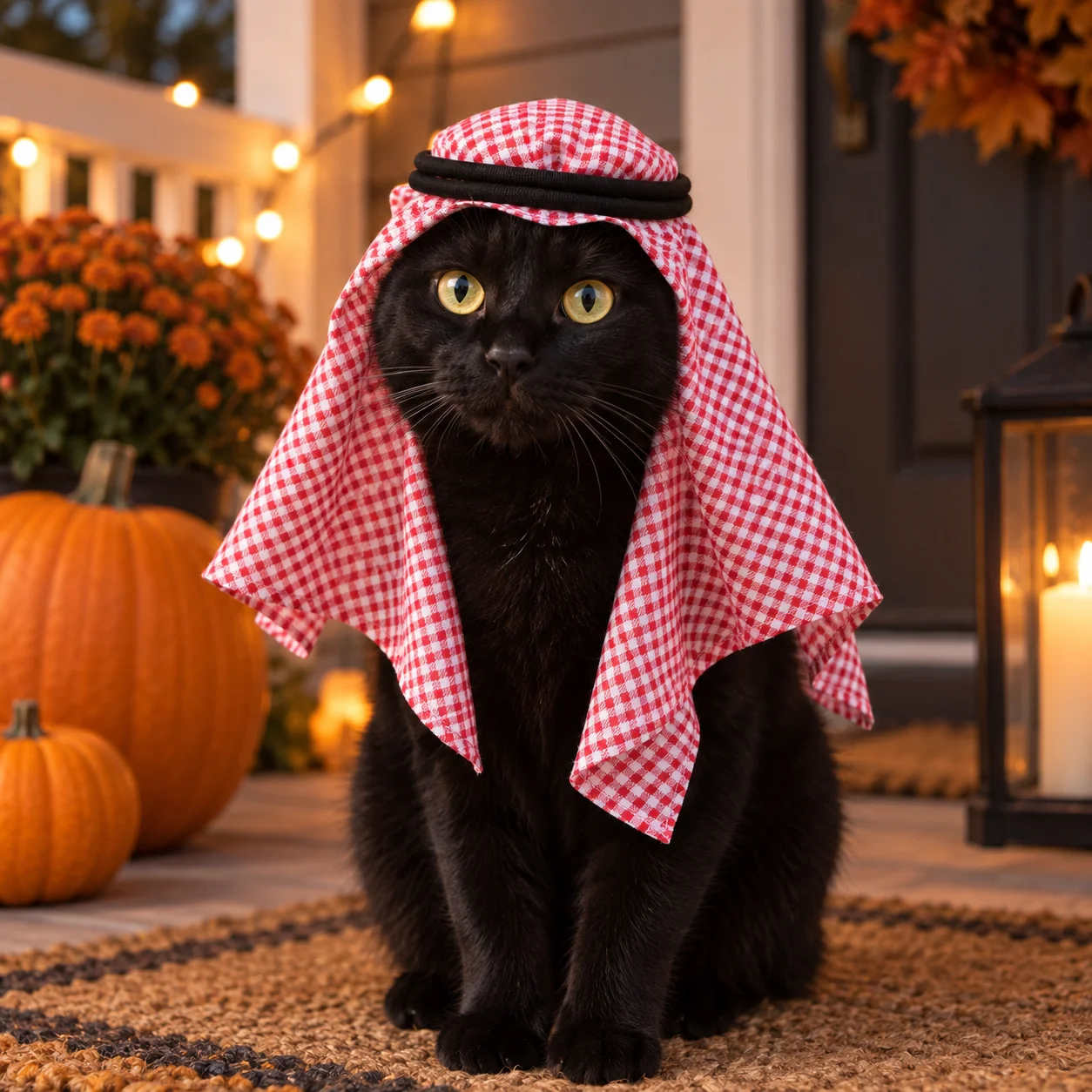 Pet Arabian Prince Hat Red Check White Cat Costume Headwear For Small Dogs Halloween Party Photography Pet Owner Holiday Gift