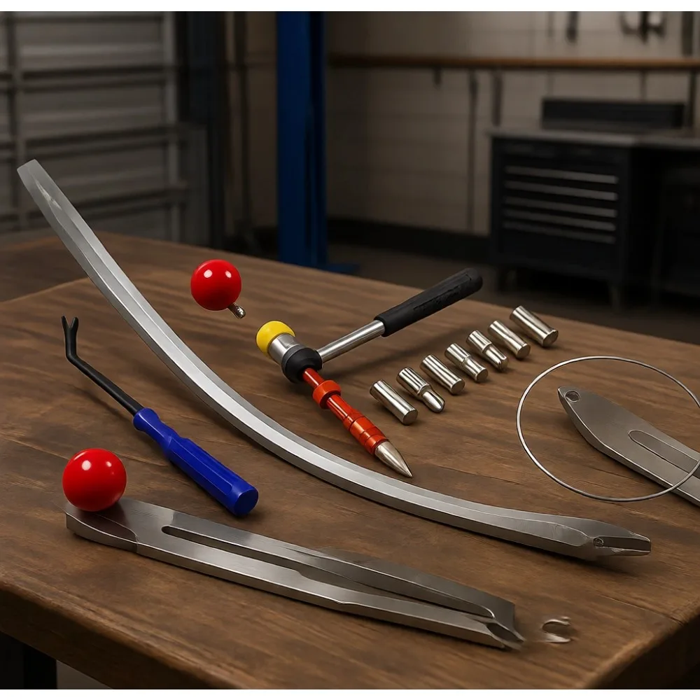 

Sponsored Car Auto Car Dent Removal Fender Damage Repair Puller Lifter Big Curved Rod Crowbar Tools Hook Rods Kit