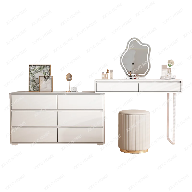 Dresser Makeup Table Simple Modern Stone Plate Desk Storage Retractable Light Luxury High-End Small Apartment